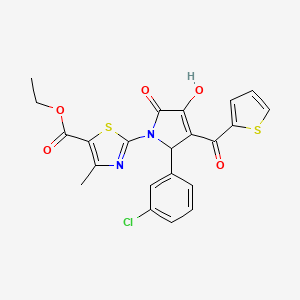 molecular formula C22H17ClN2O5S2 B3989636 ethyl 2-{(3E)-2-(3-chlorophenyl)-3-[hydroxy(thiophen-2-yl)methylidene]-4,5-dioxopyrrolidin-1-yl}-4-methyl-1,3-thiazole-5-carboxylate 