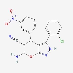 molecular formula C19H12ClN5O3 B3989647 6-Amino-3-(2-chlorophenyl)-4-(3-nitrophenyl)-2,4-dihydropyrano[2,3-c]pyrazole-5-carbonitrile 