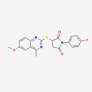 molecular formula C20H16FN3O3S B3989664 1-(4-Fluorophenyl)-3-[(6-methoxy-4-methylquinazolin-2-yl)sulfanyl]pyrrolidine-2,5-dione 