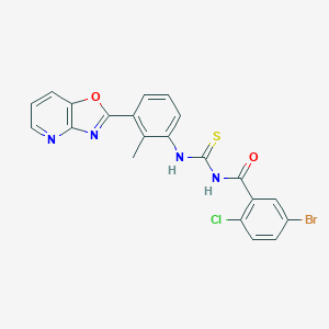molecular formula C21H14BrClN4O2S B398968 5-bromo-2-chloro-N-{[2-methyl-3-([1,3]oxazolo[4,5-b]pyridin-2-yl)phenyl]carbamothioyl}benzamide 