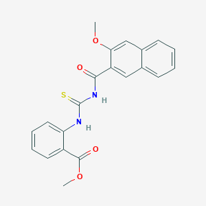 molecular formula C21H18N2O4S B398971 Methyl 2-({[(3-methoxynaphthalen-2-yl)carbonyl]carbamothioyl}amino)benzoate CAS No. 371130-59-5