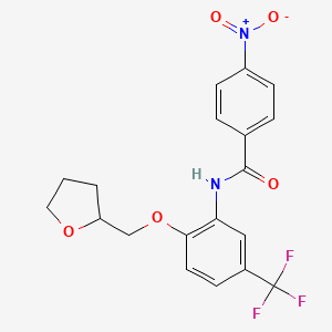 molecular formula C19H17F3N2O5 B3989757 4-nitro-N-[2-(oxolan-2-ylmethoxy)-5-(trifluoromethyl)phenyl]benzamide 