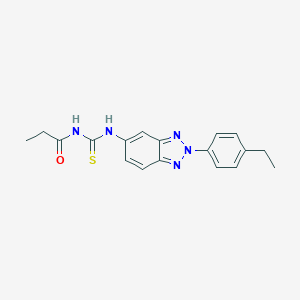 molecular formula C18H19N5OS B398977 N-{[2-(4-ethylphenyl)-2H-benzotriazol-5-yl]carbamothioyl}propanamide 
