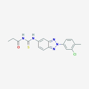 molecular formula C17H16ClN5OS B398978 N-{[2-(3-chloro-4-methylphenyl)-2H-benzotriazol-5-yl]carbamothioyl}propanamide 