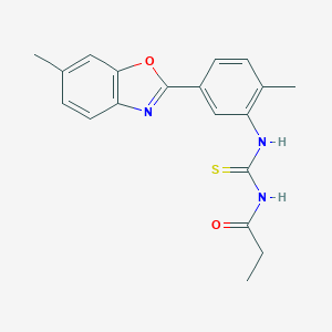 molecular formula C19H19N3O2S B398979 N-{[2-methyl-5-(6-methyl-1,3-benzoxazol-2-yl)phenyl]carbamothioyl}propanamide 