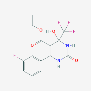 molecular formula C14H14F4N2O4 B3989809 Ethyl 6-(3-fluorophenyl)-4-hydroxy-2-oxo-4-(trifluoromethyl)hexahydropyrimidine-5-carboxylate 