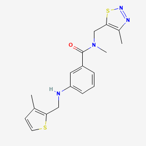 molecular formula C18H20N4OS2 B3989822 N-methyl-N-[(4-methyl-1,2,3-thiadiazol-5-yl)methyl]-3-{[(3-methyl-2-thienyl)methyl]amino}benzamide 