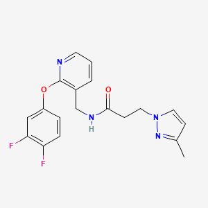 molecular formula C19H18F2N4O2 B3989852 N-{[2-(3,4-difluorophenoxy)-3-pyridinyl]methyl}-3-(3-methyl-1H-pyrazol-1-yl)propanamide 