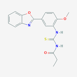 molecular formula C18H17N3O3S B398989 1-[5-(1,3-BENZOXAZOL-2-YL)-2-METHOXYPHENYL]-3-PROPANOYLTHIOUREA 