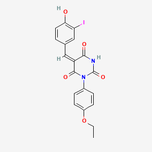 molecular formula C19H15IN2O5 B3989895 (5E)-1-(4-ethoxyphenyl)-5-(4-hydroxy-3-iodobenzylidene)pyrimidine-2,4,6(1H,3H,5H)-trione 