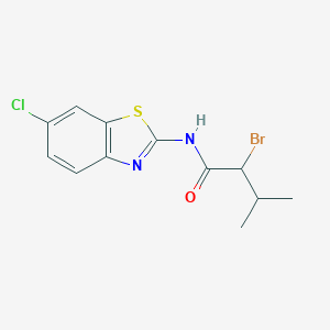 molecular formula C12H12BrClN2OS B039899 2-bromo-N-(6-chloro-1,3-benzothiazol-2-yl)-3-methylbutanamide CAS No. 114694-69-8