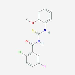 molecular formula C15H12ClIN2O2S B398990 2-chloro-5-iodo-N-[(2-methoxyphenyl)carbamothioyl]benzamide 