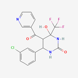 6-(3-chlorophenyl)-4-hydroxy-5-(pyridin-3-ylcarbonyl)-4-(trifluoromethyl)tetrahydropyrimidin-2(1H)-one