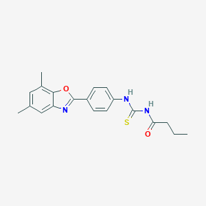 molecular formula C20H21N3O2S B398993 N-{[4-(5,7-dimethyl-1,3-benzoxazol-2-yl)phenyl]carbamothioyl}butanamide 