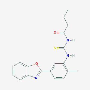 molecular formula C19H19N3O2S B398994 N-{[5-(1,3-benzoxazol-2-yl)-2-methylphenyl]carbamothioyl}butanamide 