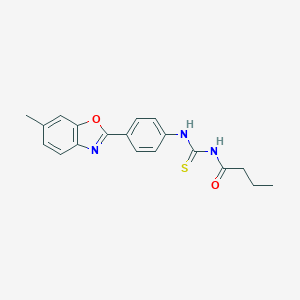 molecular formula C19H19N3O2S B398995 N-butyryl-N'-[4-(6-methyl-1,3-benzoxazol-2-yl)phenyl]thiourea 