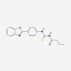 molecular formula C18H17N3O2S B398996 N-[4-(1,3-benzoxazol-2-yl)phenyl]-N'-butyrylthiourea 