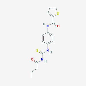 molecular formula C16H17N3O2S2 B398998 N-{4-[(butanoylcarbamothioyl)amino]phenyl}thiophene-2-carboxamide 