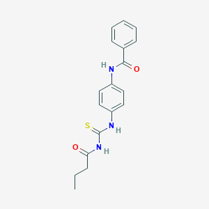 molecular formula C18H19N3O2S B399000 N-(4-{[(butyrylamino)carbothioyl]amino}phenyl)benzamide 
