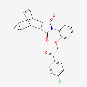 molecular formula C25H20ClNO4 B3990014 2-{2-[2-(4-chlorophenyl)-2-oxoethoxy]phenyl}hexahydro-4,6-ethenocyclopropa[f]isoindole-1,3(2H,3aH)-dione 