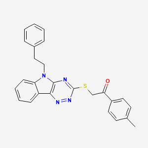 molecular formula C26H22N4OS B3990023 1-(4-METHYLPHENYL)-2-{[5-(2-PHENYLETHYL)-5H-[1,2,4]TRIAZINO[5,6-B]INDOL-3-YL]SULFANYL}ETHAN-1-ONE 