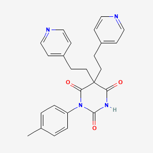 molecular formula C25H24N4O3 B3990040 1-(4-Methylphenyl)-5,5-bis(2-pyridin-4-ylethyl)-1,3-diazinane-2,4,6-trione 