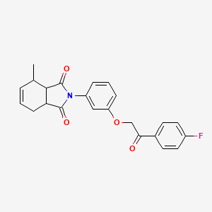 molecular formula C23H20FNO4 B3990065 2-{3-[2-(4-FLUOROPHENYL)-2-OXOETHOXY]PHENYL}-4-METHYL-2,3,3A,4,7,7A-HEXAHYDRO-1H-ISOINDOLE-1,3-DIONE 