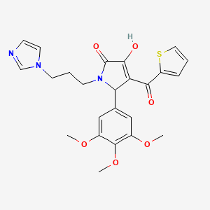 (4E)-4-[hydroxy(thiophen-2-yl)methylidene]-1-[3-(1H-imidazol-1-yl)propyl]-5-(3,4,5-trimethoxyphenyl)pyrrolidine-2,3-dione