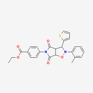 molecular formula C25H22N2O5S B3990076 ethyl 4-[2-(2-methylphenyl)-4,6-dioxo-3-(2-thienyl)hexahydro-5H-pyrrolo[3,4-d]isoxazol-5-yl]benzoate 