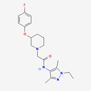 molecular formula C20H27FN4O2 B3990086 N-(1-ethyl-3,5-dimethyl-1H-pyrazol-4-yl)-2-[3-(4-fluorophenoxy)piperidin-1-yl]acetamide 