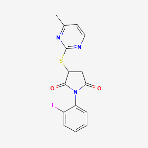 molecular formula C15H12IN3O2S B3990126 1-(2-Iodophenyl)-3-[(4-methylpyrimidin-2-yl)sulfanyl]pyrrolidine-2,5-dione 