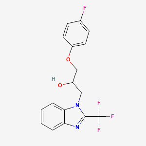 molecular formula C17H14F4N2O2 B3990145 1-(4-Fluorophenoxy)-3-[2-(trifluoromethyl)benzimidazol-1-yl]propan-2-ol 