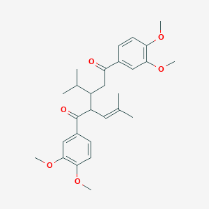 molecular formula C28H36O6 B3990184 1,5-Bis(3,4-dimethoxyphenyl)-2-(2-methylprop-1-enyl)-3-propan-2-ylpentane-1,5-dione 