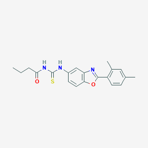 molecular formula C20H21N3O2S B399019 N-butyryl-N'-[2-(2,4-dimethylphenyl)-1,3-benzoxazol-5-yl]thiourea 
