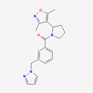 molecular formula C20H22N4O2 B3990206 3,5-dimethyl-4-{1-[3-(1H-pyrazol-1-ylmethyl)benzoyl]pyrrolidin-2-yl}isoxazole 