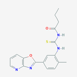 molecular formula C18H18N4O2S B399021 N-{[2-methyl-5-([1,3]oxazolo[4,5-b]pyridin-2-yl)phenyl]carbamothioyl}butanamide CAS No. 364615-59-8