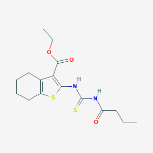 molecular formula C16H22N2O3S2 B399022 Ethyl 2-[(butanoylcarbamothioyl)amino]-4,5,6,7-tetrahydro-1-benzothiophene-3-carboxylate 