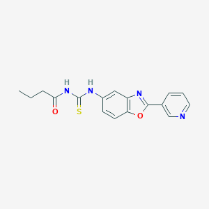 molecular formula C17H16N4O2S B399023 N-{[2-(pyridin-3-yl)-1,3-benzoxazol-5-yl]carbamothioyl}butanamide 