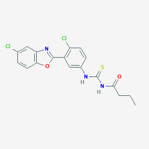molecular formula C18H15Cl2N3O2S B399027 N-butyryl-N'-[4-chloro-3-(5-chloro-1,3-benzoxazol-2-yl)phenyl]thiourea 