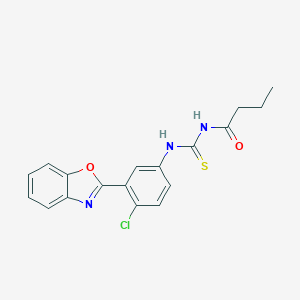 molecular formula C18H16ClN3O2S B399028 N-{[3-(1,3-benzoxazol-2-yl)-4-chlorophenyl]carbamothioyl}butanamide 