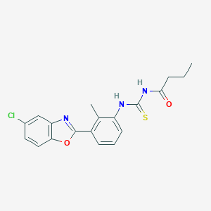 molecular formula C19H18ClN3O2S B399029 N-[[3-(5-chloro-1,3-benzoxazol-2-yl)-2-methylphenyl]carbamothioyl]butanamide CAS No. 489457-41-2