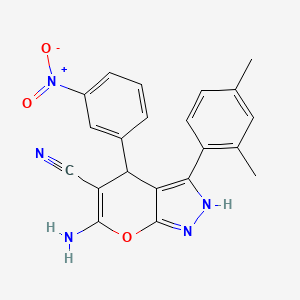 molecular formula C21H17N5O3 B3990319 6-Amino-3-(2,4-dimethylphenyl)-4-(3-nitrophenyl)-2,4-dihydropyrano[2,3-c]pyrazole-5-carbonitrile 