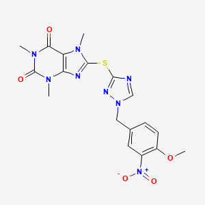 8-({1-[(4-METHOXY-3-NITROPHENYL)METHYL]-1H-1,2,4-TRIAZOL-3-YL}SULFANYL)-1,3,7-TRIMETHYL-2,3,6,7-TETRAHYDRO-1H-PURINE-2,6-DIONE