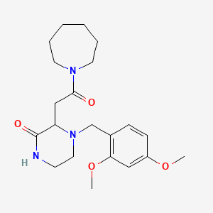 molecular formula C21H31N3O4 B3990423 3-[2-(Azepan-1-yl)-2-oxoethyl]-4-[(2,4-dimethoxyphenyl)methyl]piperazin-2-one 