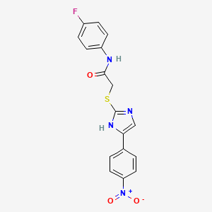 N-(4-fluorophenyl)-2-{[4-(4-nitrophenyl)-1H-imidazol-2-yl]thio}acetamide