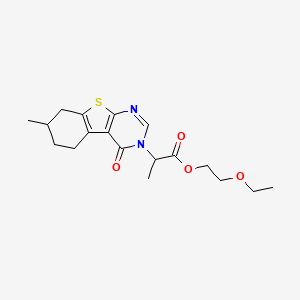 molecular formula C18H24N2O4S B3990444 2-ethoxyethyl 2-(7-methyl-4-oxo-5,6,7,8-tetrahydro[1]benzothieno[2,3-d]pyrimidin-3(4H)-yl)propanoate 