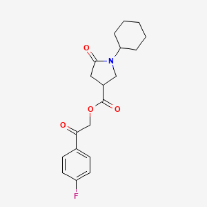 molecular formula C19H22FNO4 B3990447 2-(4-Fluorophenyl)-2-oxoethyl 1-cyclohexyl-5-oxopyrrolidine-3-carboxylate 