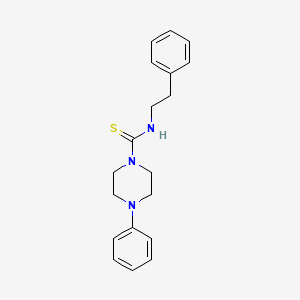 molecular formula C19H23N3S B3990473 N-PHENETHYL-4-PHENYLTETRAHYDRO-1(2H)-PYRAZINECARBOTHIOAMIDE 