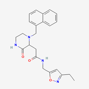 molecular formula C23H26N4O3 B3990476 N-[(3-ethyl-5-isoxazolyl)methyl]-2-[1-(1-naphthylmethyl)-3-oxo-2-piperazinyl]acetamide 