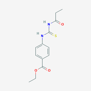 molecular formula C13H16N2O3S B399053 Ethyl 4-[(propanoylcarbamothioyl)amino]benzoate 